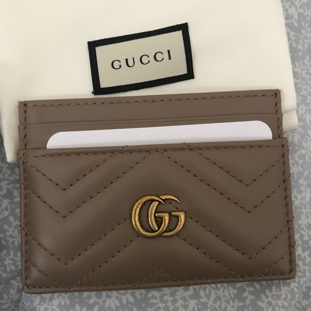 SOLD! Gucci GG Marmont Card Case Dusty Pink - Picture 1 of 7